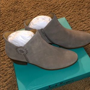 Jake Rogers Light Grey Peyton Suede Booties